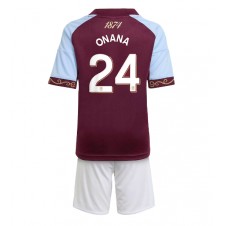 Aston Villa Amadou Onana #24 Hemmaställ Barn 2025-26 Korta ärmar (+ Korta byxor)